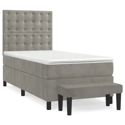 Productafbeelding van vidaXL Boxspringbed met matras, lichtgrijs, 100x200 cm, fluweel