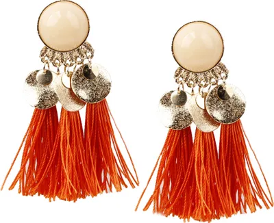 Produktbild von 1 Paar Damen Bohemian Quasten Pailletten Ohrstecker Baumeln Ohrringe Bankett Schmuck-Orange