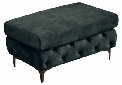 Produktbild von riess-ambiente Chesterfield Sitzhocker MODERN BAROCK 95cm petrol Samt Fußhocker mit Ziersteppung
