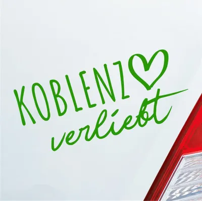Produktbild von Auto Aufkleber Koblenz verliebt Herz Stadt Heimat Liebe Car 19x8 cm Hellgrün Sticker Heckscheibenaufkleber
