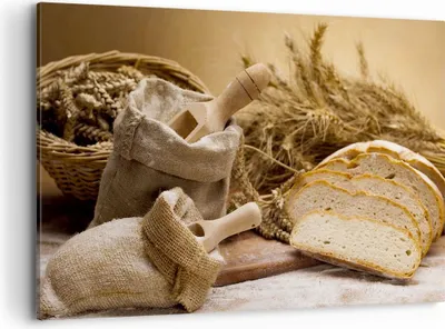 Produktbild von Bild auf Leinwand - Leinwandbild - Brot Essen Holz - 120x80cm - Wand Bild - Wanddeko - Wandbilder - Leinwanddruck - Bilder - Kunstdruck - Wanddekoration - Leinwand bilder - Wandkunst - AA120x80-2398