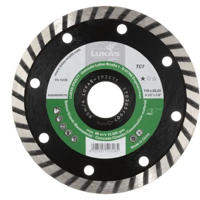 Produktbild von LUKAS Diamanttrennscheibe TC7 für Fliesen/ Stein Ø 115 mm für Winkelschleifer