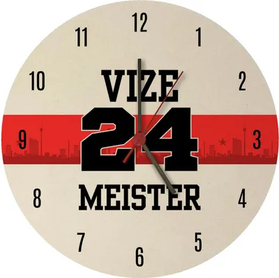 Produktbild von Stuttgart Brustring Wanduhr aus MDF mit Spruch Vizemeister 2024