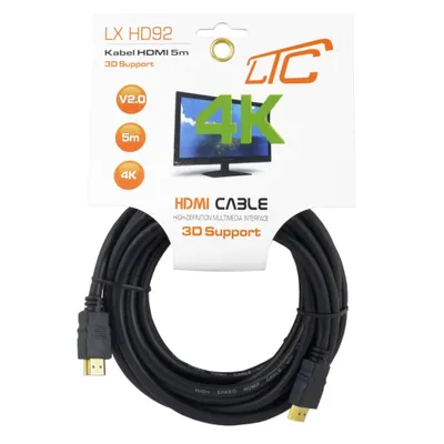 Obrázok produktu pre Hdmi-Hdmi Kábel 5 M Čierny 4K V2.0 Lxhd92