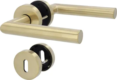 A door handle set with a keyhole escutcheon, displayed against a white background.