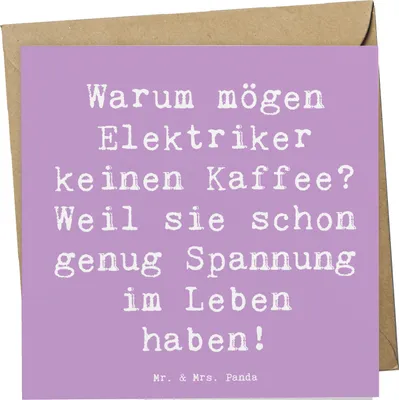 Produktbild von Mr. & Mrs. Panda Glückwunschkarte Spruch Elektriker Witz - Lavendeltraum - Geschenk, Geschenke, faltkarte, Elektroinstallationen, Wertschätzung, Grußkarte, Beruf, Berufe