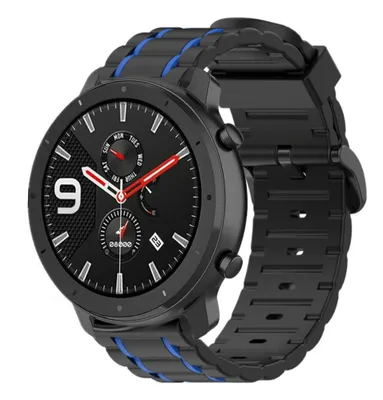 Produktbild von Strap-it Xiaomi Amazfit GTR Sport Schnallenarmband (Schwarz/Blau)