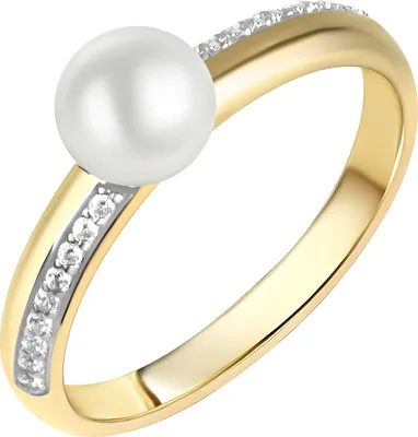 Produktbild von Damen Ring 375 Gold bicolor Zirkonia und Perle (Gr. 52)