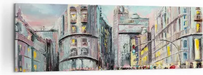Produktbild von Bild auf Leinwand - Leinwandbild - Stadt Straße Haus - 160x50cm - Wand Bild - Wanddeko - Wandbilder - Leinwanddruck - Bilder - Kunstdruck - Wanddekoration - Leinwand bilder - Wandkunst - AB160x50-3440