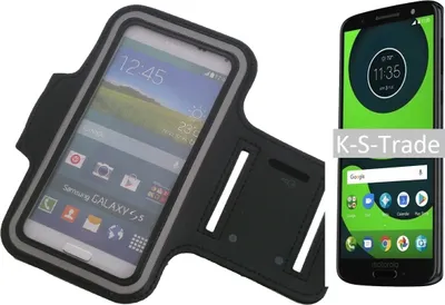 Produktbild von Kompatibel mit Motorola Moto G6 Neopren Jogging Armband Sportarmband Oberarmband schwarz kompatibel mit Motorola Moto G6 mit Reflektor Streifen.