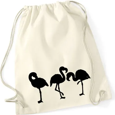 Produktbild von Huuraa Turnbeutel Flamingos Silhouette 12 Liter Natural Baumwolle Rucksack Geschenkidee