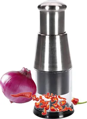 Produktbild von Mini Knoblauchhacker,Edelstahl Kräuterhacker Knoblauchschneider Zerkleinerer,Zwiebelschneider,Gemüsezerkleinerer