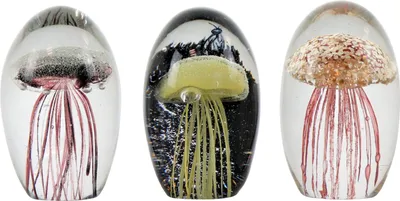 Produktbild von FURNARO Paperweights Medusa Glaskunst, 3er-Set Quallen
