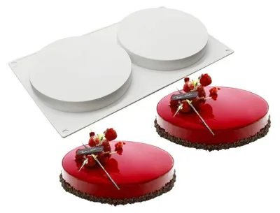 Produktbild von Kuchenform Silikon 2-Loch flach Dessertform Backform