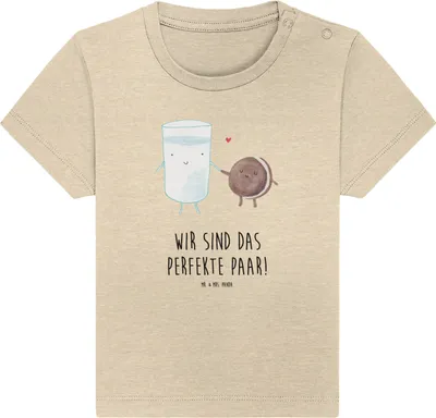 Produktbild von Mr. & Mrs. Panda Babyshirt Milch Keks 6. - 12. Monat - Natural Raw - Geschenk, Kaffee, Baby  Shirt, Kekse, Oberteil, T-Shirt, Lustige Sprüche, Baumwollshirt, Cookie