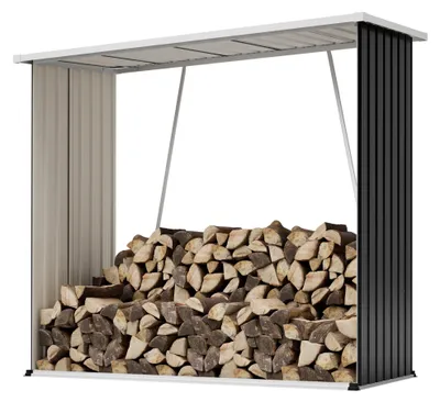 Produktbild von Brennholzunterstand aus verzinktem Stahl Metall 172.3x88cm Schwarz