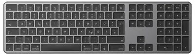 Obrázek produktu pro Bluetoothová klávesnice pro Mac, plná velikost, s numerickou klávesnicí, rozložení QWERTZ, šedá barva