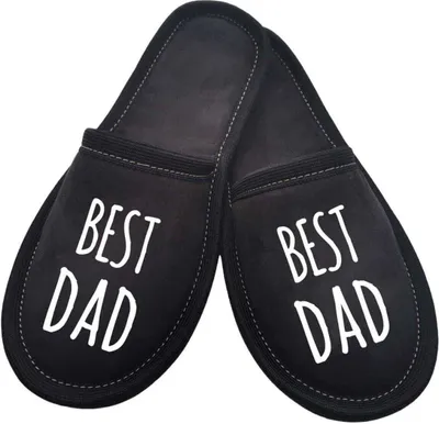 Produktbild von Textilpantoffeln mit der Aufschrift Best Dad 43-44