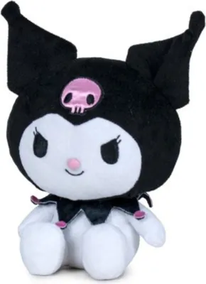 A plush toy of the character Kuromi is shown sitting against a white background.