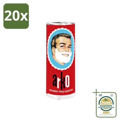 Productafbeelding van 20 x Arko scheerzeep - Verzorgt en beschermt de huid - 75 ml - Voorraadverpakking - 20 stuks
