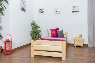 Produktbild von Einzelbett / Gästebett Kiefer massiv Vollholz natur 84, inkl. Lattenrost - Abmessung 90 x 200 cm