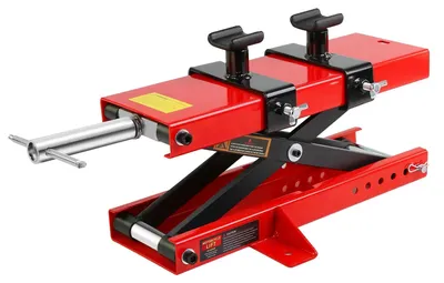 Image de Plateforme élévatrice pour moto - Crics pour moto, capacité 500 kg - Hauteur réglable - Manivelle - Verrouillage de sécurité - Surface antidérapante - Plateforme étroite