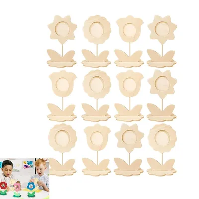 Produktbild von 12er Set DIY Bastelset Kinder – Muttertag Fotorahmen mit Blumen, Aquarellstifte & Edelsteinaufkleber, Perfektes Muttertagsgeschenk