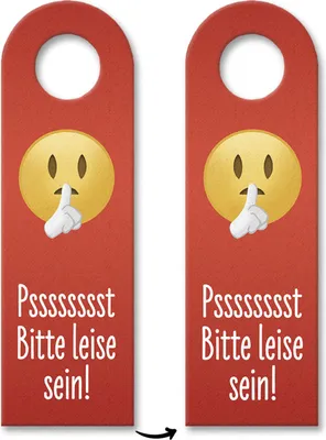 Produktbild von Pssst Bitte leise sein Emoticon mit Zeigefinger vor dem Mund Türhänger 10er Set