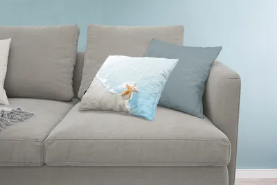Produktbild von MuchoWow® Zierkissen Sofakissen Wohnzimmer Dekokissen 60x40 cm Seestern - Orange - Wasser - Kopfkissen - Polster mit Foto