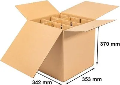 Obrázek produktu pro Skládací kartonový box 353 x 342 x 370 mm - přepravní box na 9 lahví
