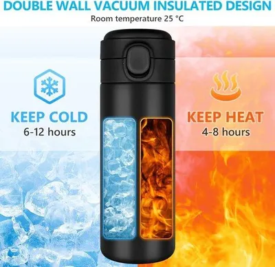 Produktbild von Famanu Thermobecher 420 ml - Isoliert, aus Edelstahl, auslaufsicher