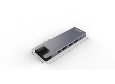 Produktbild von LMP 17113, USB 3.2 Gen 1 (3.1 Gen 1) Type-C, Grau, MicroSD (TransFlash), SD, HDMI, RJ-45, USB 3.2 Gen 1 (3.1 Gen 1) Type-A, mini DisplayPort, Aluminium, USB