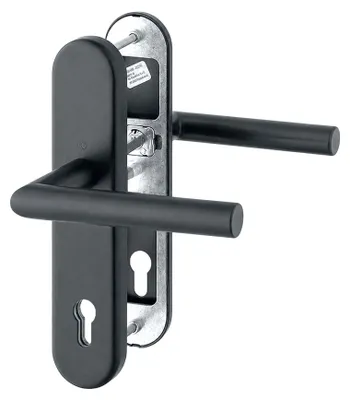 Produktbild von HOPPE Amsterdam Türdrücker Schutzgarnitur Langschild Alu F9714M schwarz matt 1400/3331/3310 (Entfernung: 92mm) Entfernung: 92mm