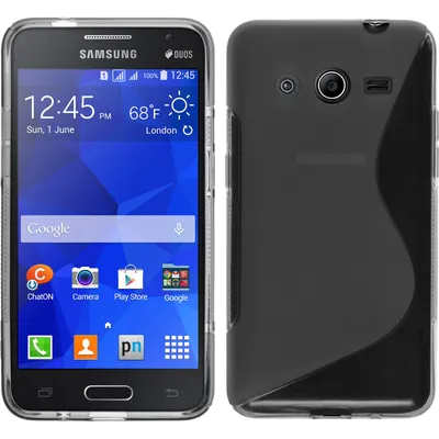 Produktbild von PhoneNatic Case kompatibel mit Samsung Galaxy Core 2 - grau Silikon Hülle S-Style + 2 Schutzfolien