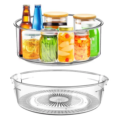 Produktbild von Gewürzregale,2 Stück Drehteller Gewürzregal Kühlschrank Küchen Küchenschrank Organizer 29,5cm Lazy Susan 360° Drehbar Drehplatte Organizer Transparent