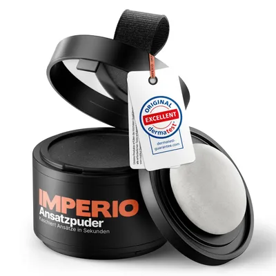 Produktbild von IMPERIO Ansatzpuder - Haar Concealer zur Haarverdichtung für Frauen und Männer, wasserfestes Haar Make-up zum Ansatz kaschieren - 4g (schwarz)