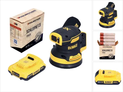 Produktbild von DeWalt DCW 210 N Akku Exzenterschleifer 18 V 125 mm Brushless + 1x Akku 2,0 Ah + 1x Toolbrothers SPIDER Schleifnetz Set - ohne Ladegerät