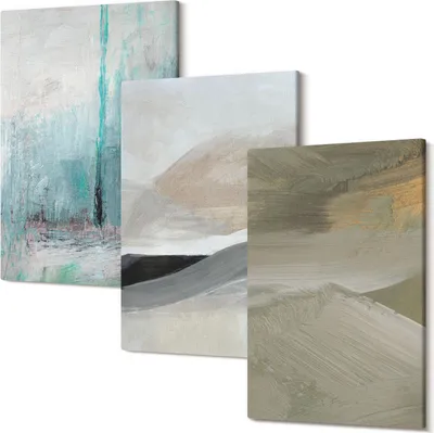 Produktbild von Leinwandbilder – Wandbilder – Leinwandbild – Canvas Bild – Polycanvas – Kunstdruck –  – Modern – Aufhängefertig – Mehrteilig – 3-Teilig – 40x60 Cm Pro Bild - Gemalte abstrakte minimalistische Dekorationen