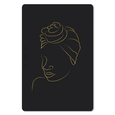 Produktbild von MuchoWow® Mauspad Mousepad Frau - Kopftuch - Schwarz und Gold - Strichzeichnung 18x27 cm - Mousepads - Maus Mat - Pad - Mausunterlage