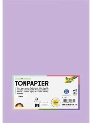 Farebný papier, A4, 130 g, 100 listov, FOLIA, bledý orgovánový