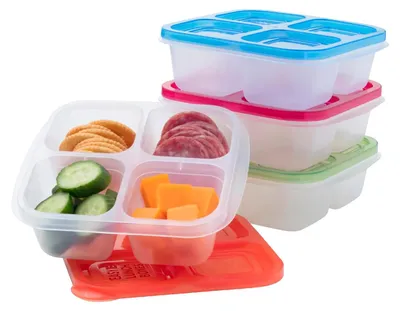 Obrázek produktu pro Sady Bento – Opakovaně použitelné nádoby na potraviny se 4 přihrádkami, vhodné do školy, do práce a na cesty, sada 4 kusů, klasický design
