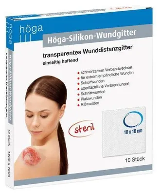 Produktbild von Höga-Silikon-Wundgitter steril 10x10cm 10 St