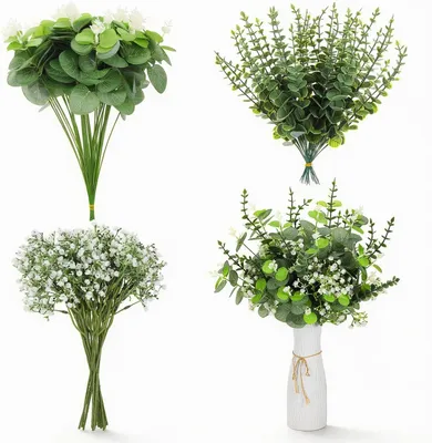 Produktbild von Künstliche Eukalyptuszweige 100 Stücke, mit Silberdollablättern, für Vase