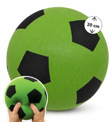 Produktbild von Weicher Schaumstoffball Grün im Fußball-Design - sicherer Kinderball für drinnen & draußen ab 0 Jahren - leichter Spielball für die ersten Ballspiele