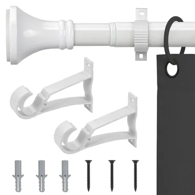 Klemm-Gardinenstange 400-500 cm, Teleskop, Edelstahl, weiß