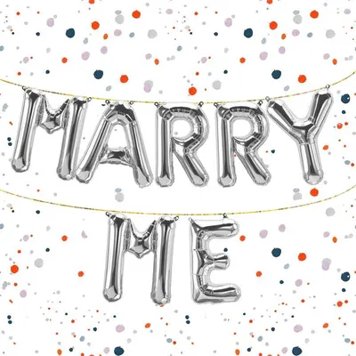 Produktbild von Folienballon Schriftzug Marry Me, Silber, ca. 100 cm für Heliumbefüllung