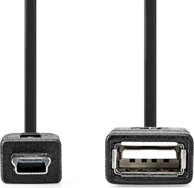 Produktbild von Nedis USB-Adapter - USB 2.0 - Mini 5-Pin Stecker - USB-A Buchse - 480 Mbps - OTG - 0.20 m - Rund - Vernickelt - Schwarz - Box