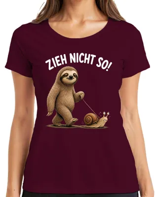 Produktbild von Zieh nicht so Faultier Schnecke lustig Geschenk Geburtstag Damen T-Shirt Faultier, Burgundy, XXL
