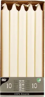 Produktbild von PAPSTAR Kronkerzen Ø 2,2 cm, 24 cm lang, 100 % Stearin, weiss | Papptray (10 Stück)