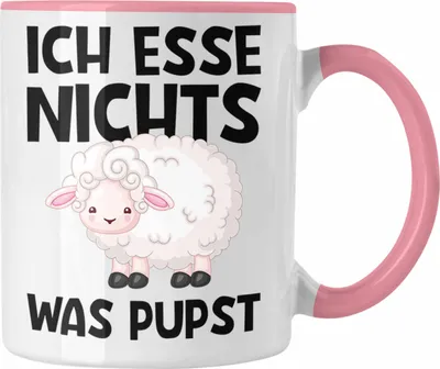 Produktbild von Trendation - Veganer Tasse Geschenk Ich Esse Nichts Was Pupst Tierschutz Schaf Edition (Rosa)